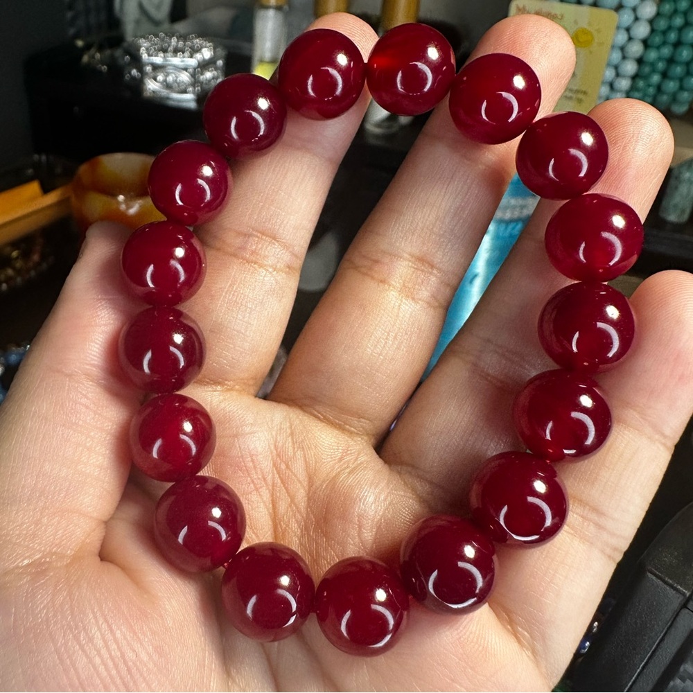 12mm vibrant red Jade bracelet